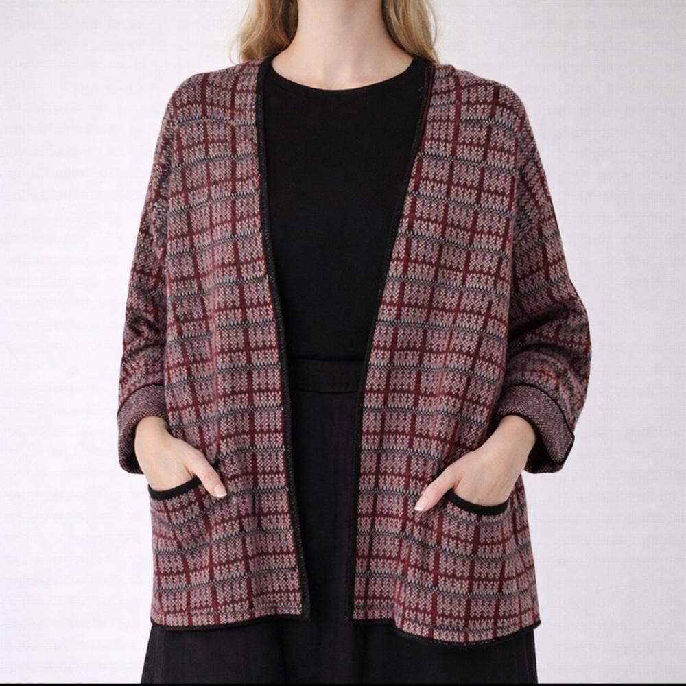 NWT Shift Texture stitch open long cardigan red sweater long sleeve size medium